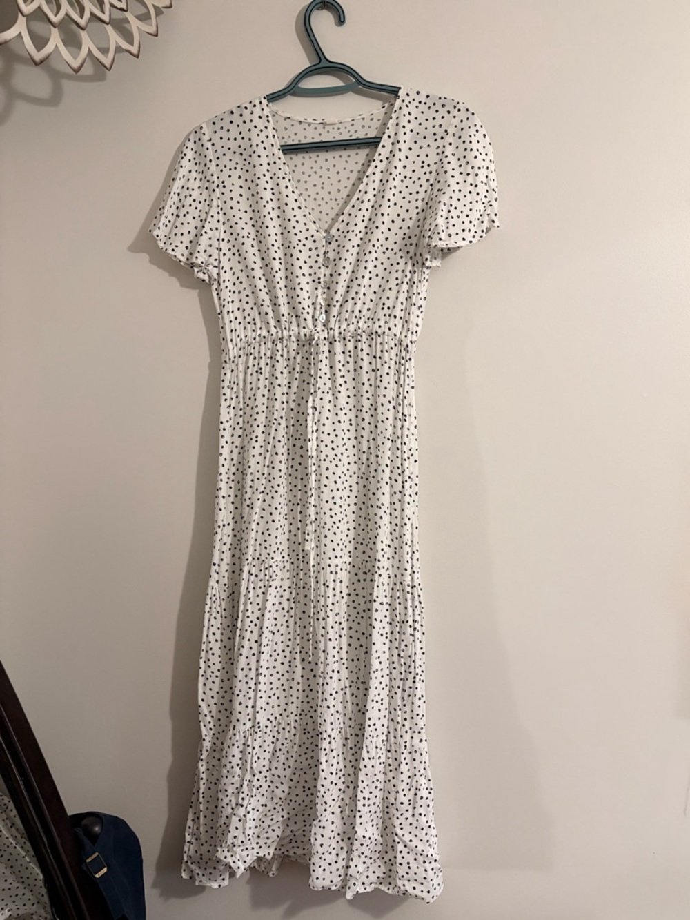 SHEIN White Maxi Dress with Black Polka Dots